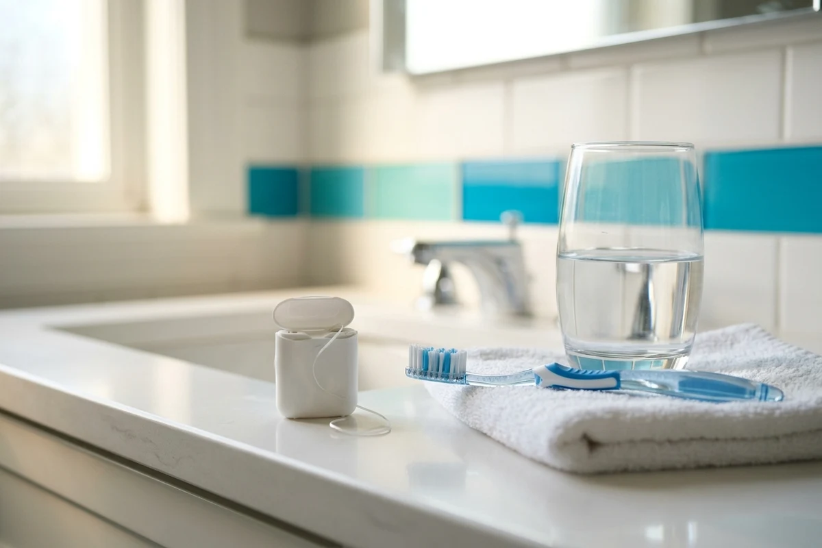 Toothbrush and floss prepared for daily home care